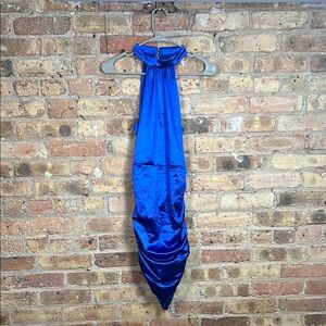 SHEIN Blue Satin Halter Dress